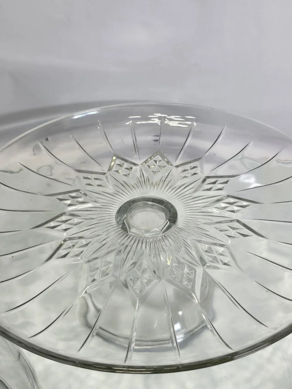 Vintage Glass 12” Pedestal Cake Dessert Stand w/ Heavy Dome Cover Anchor Hocking